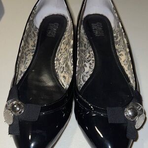 Coach Black Patent Leather Trina Flats with Bow Size 9.5 B EUC